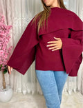 Cape Poncho avec Châle intégré Bordeaux