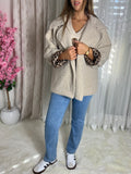 Veste à manches longues avec doublures léopard beige