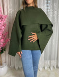 Cape Poncho avec châle intégré vert sapin