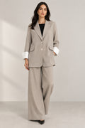 Ensemble Tailleur deux pièces ample et coupe droite Taupe
