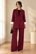 Ensemble Tailleur deux pièces ample et coupe droite bordeaux