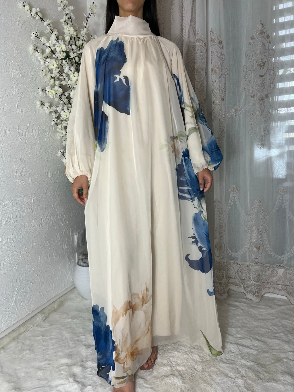 Robe longue doublée fleurie