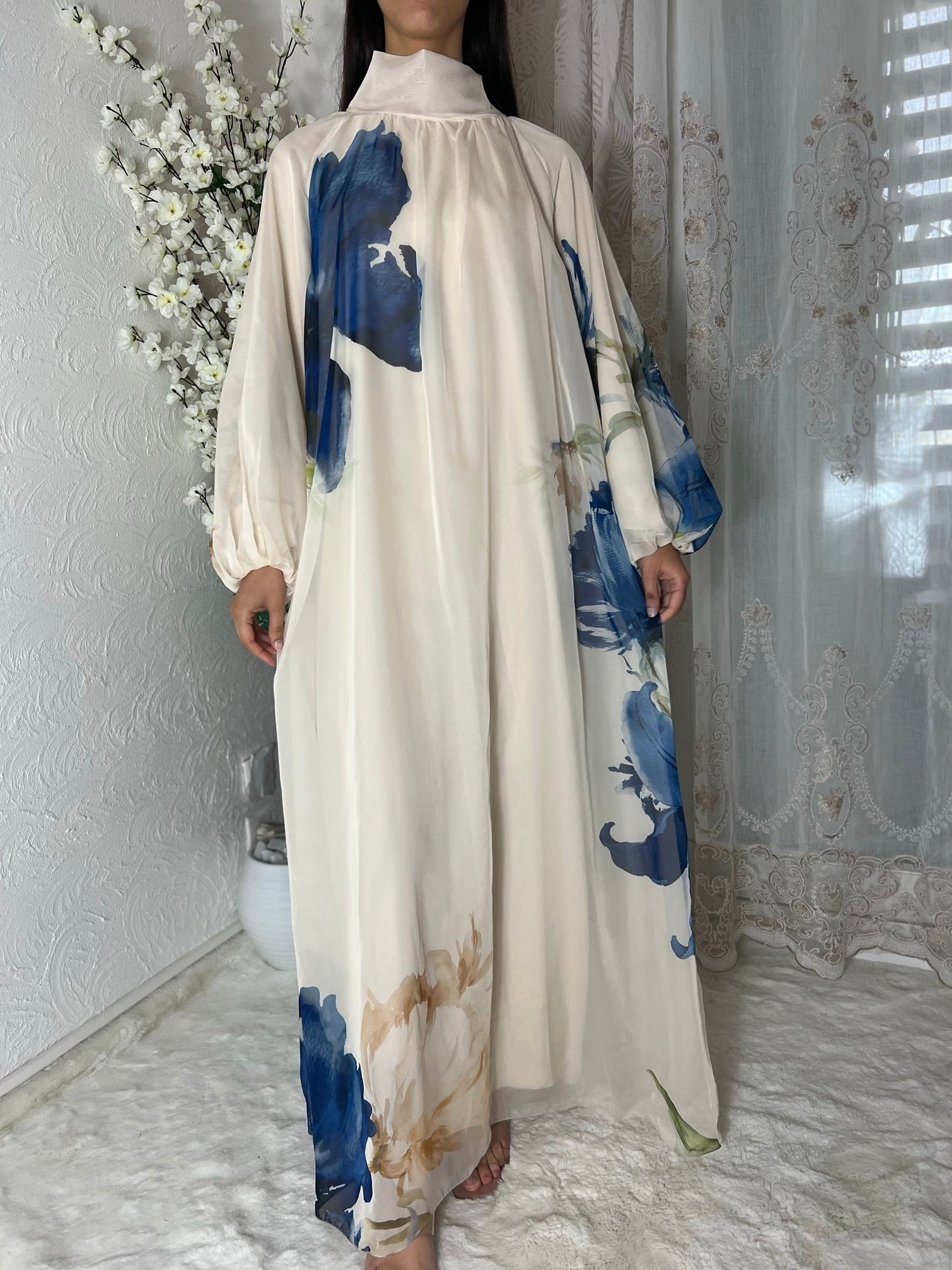 Robe longue doublée fleurie