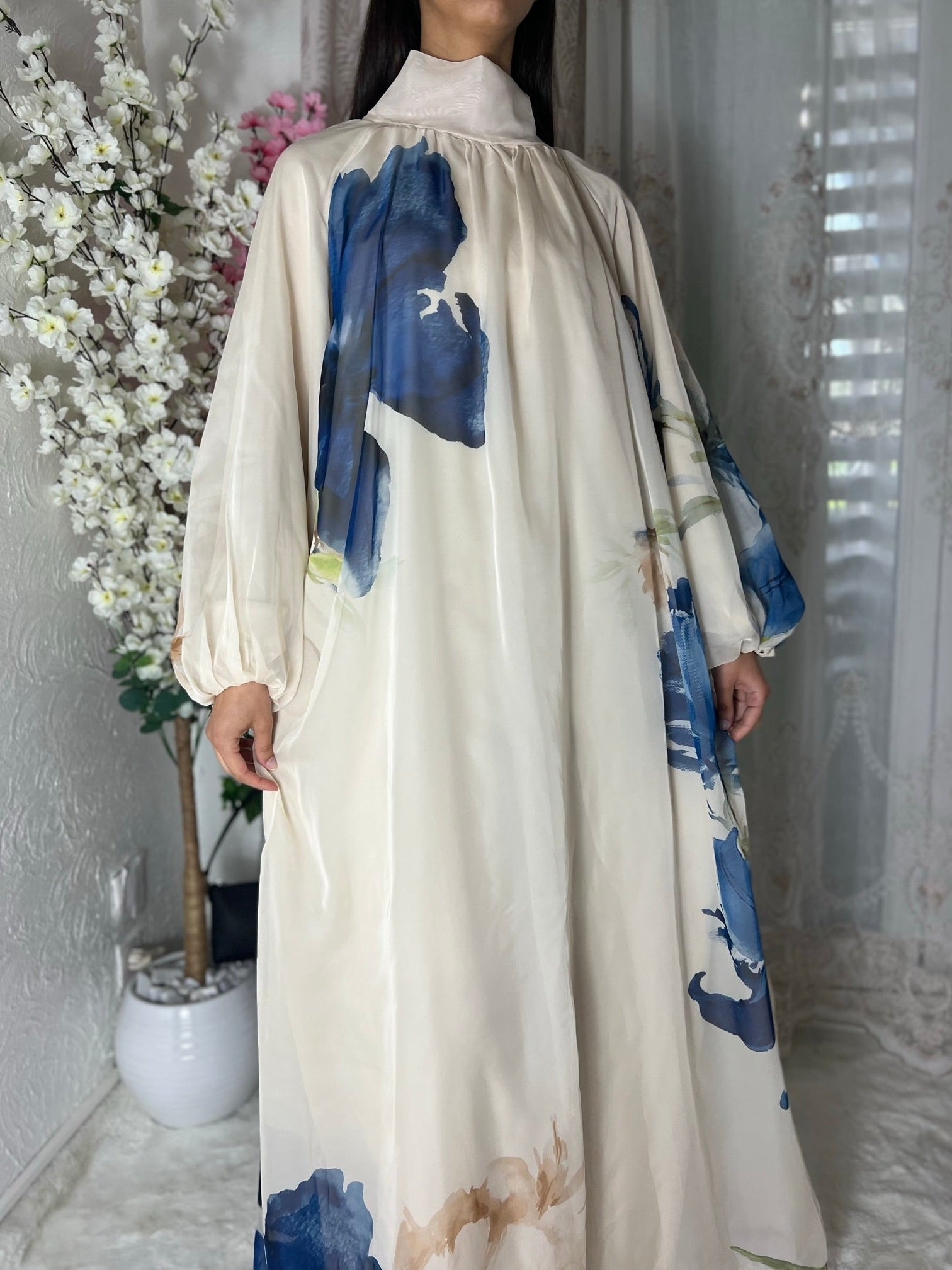 Robe longue doublée fleurie