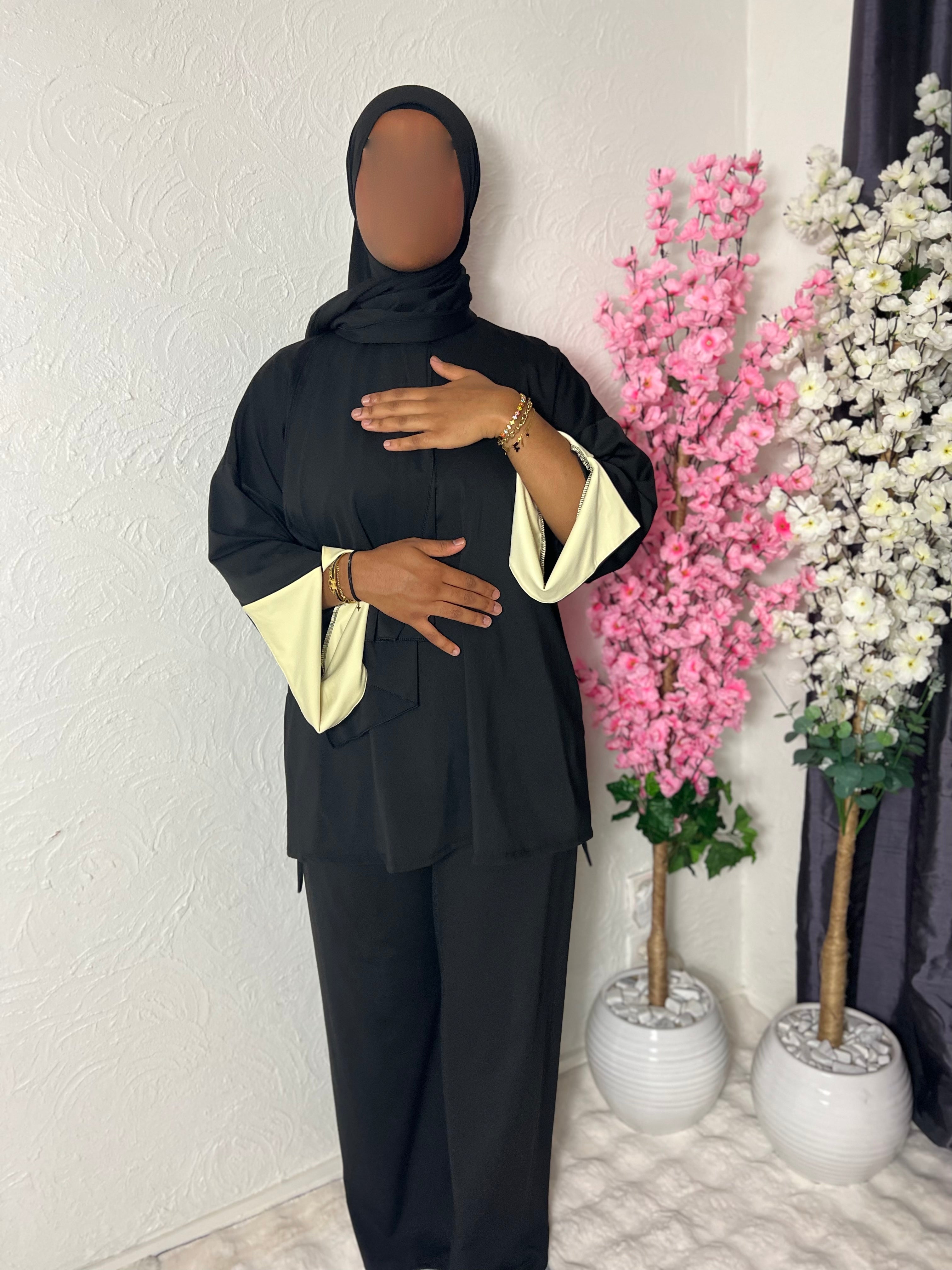 Burkini 3 pièces manches bi coloris