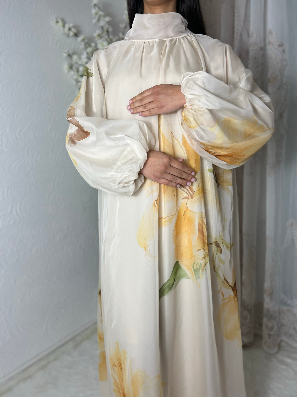 Robe longue doublée fleurie