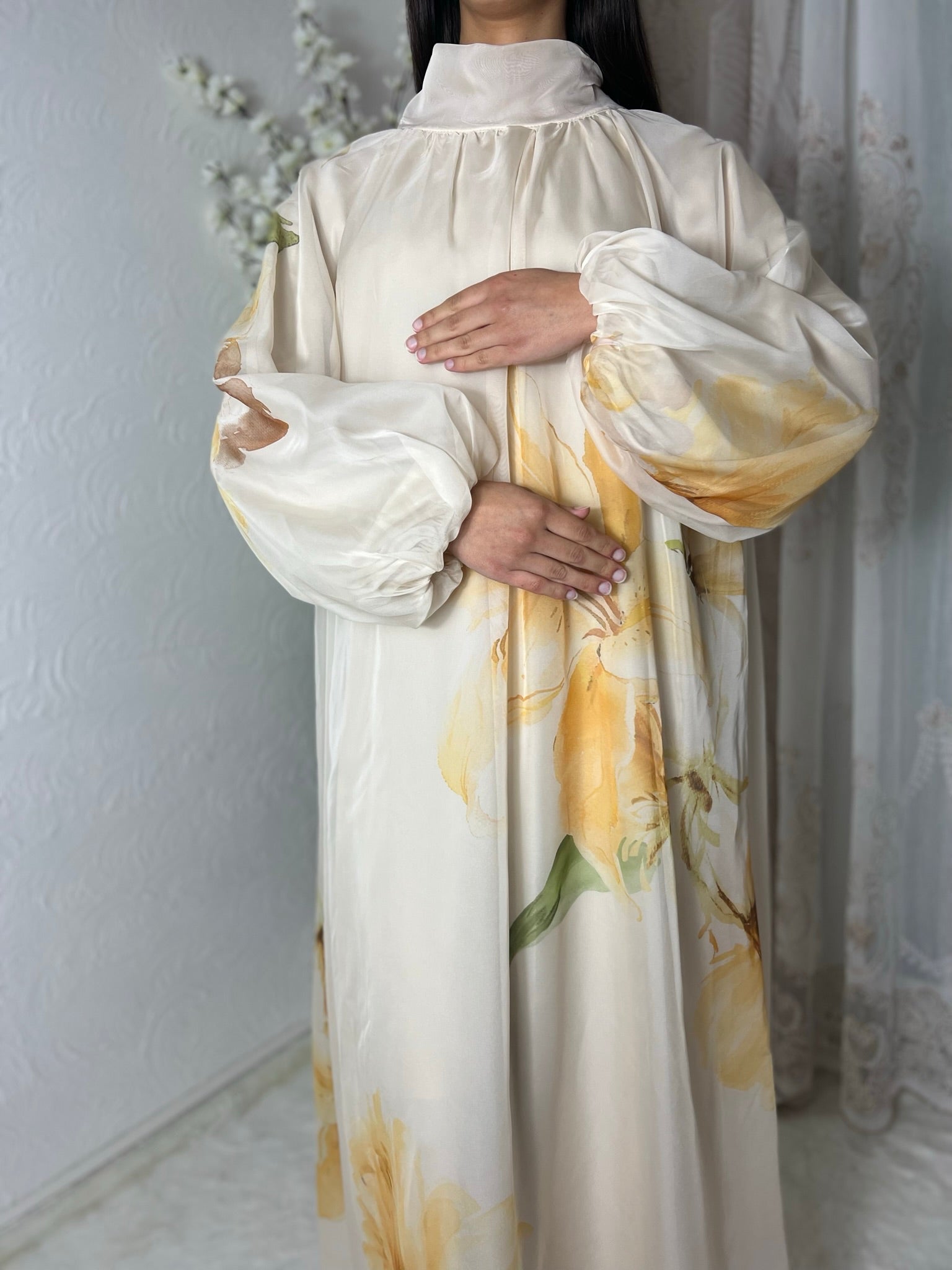 Robe longue doublée fleurie