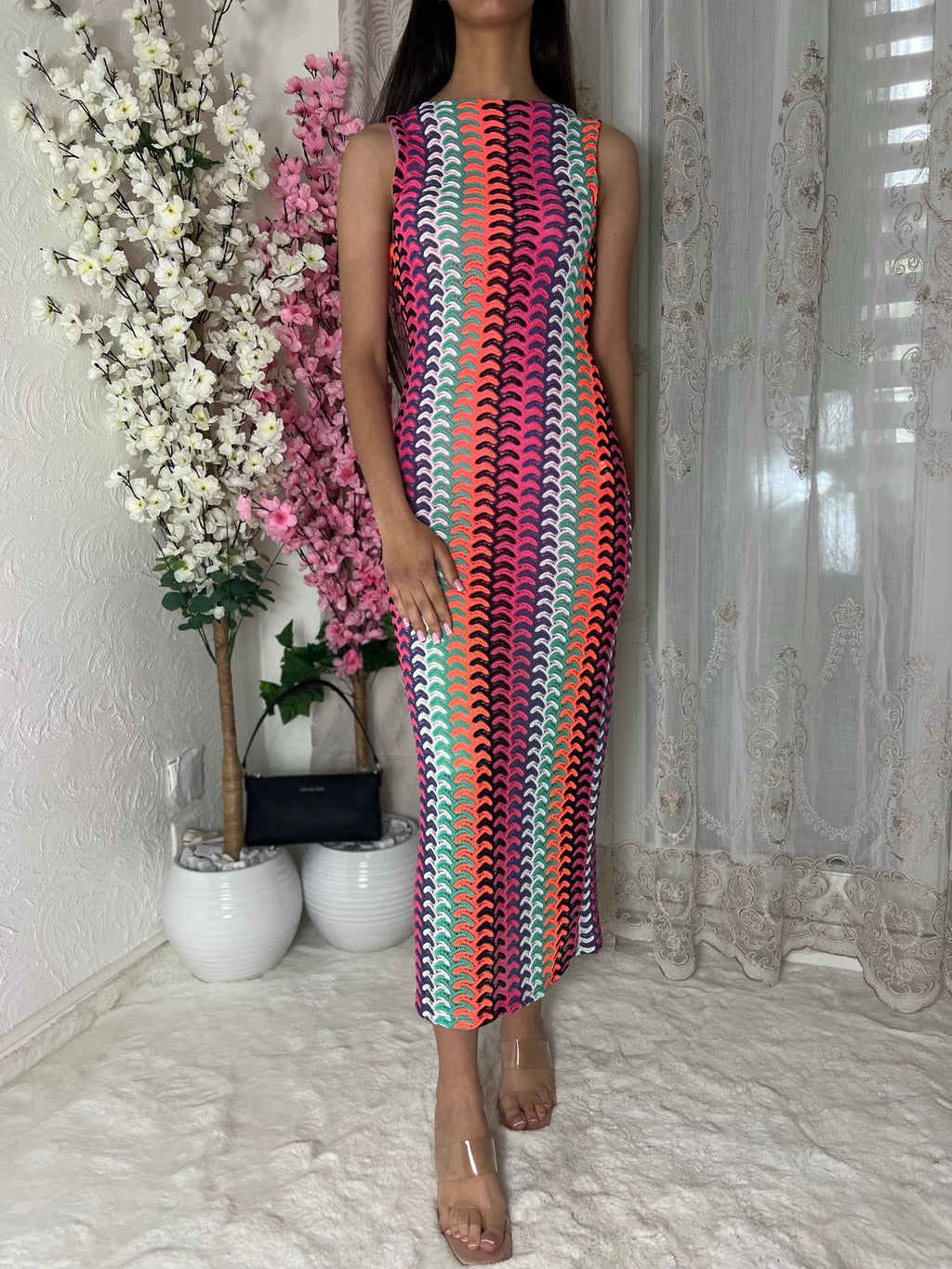 Robe longue en mailles
