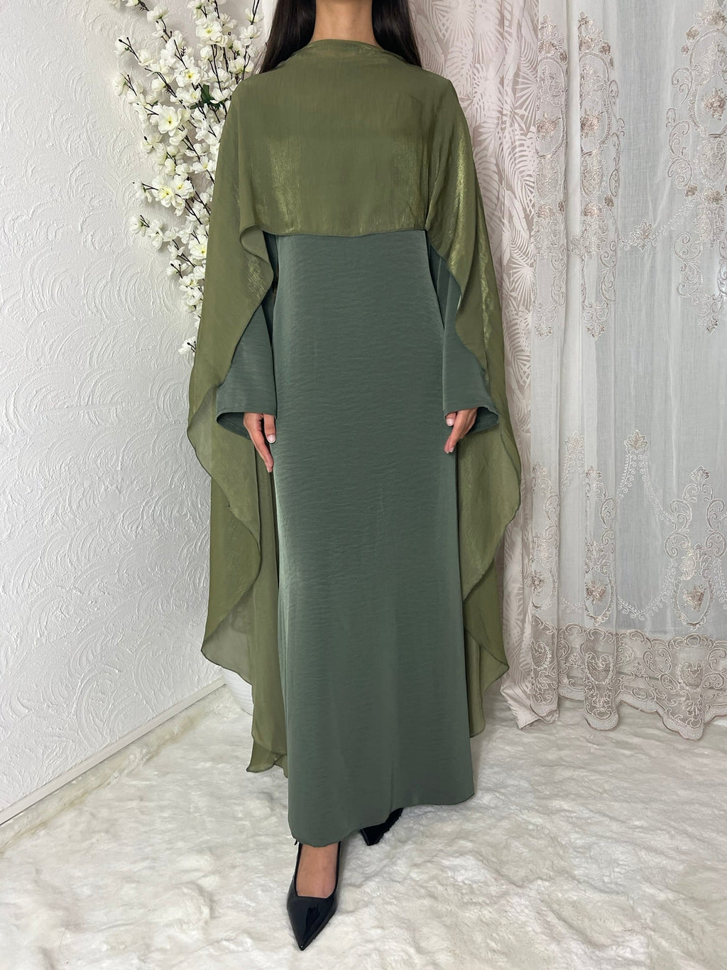 Robe longue à voilages