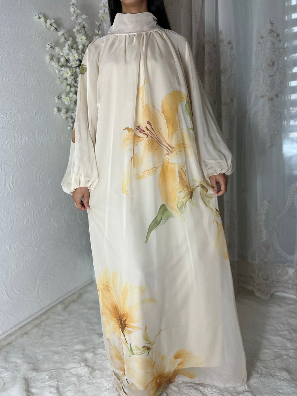 Robe longue doublée fleurie
