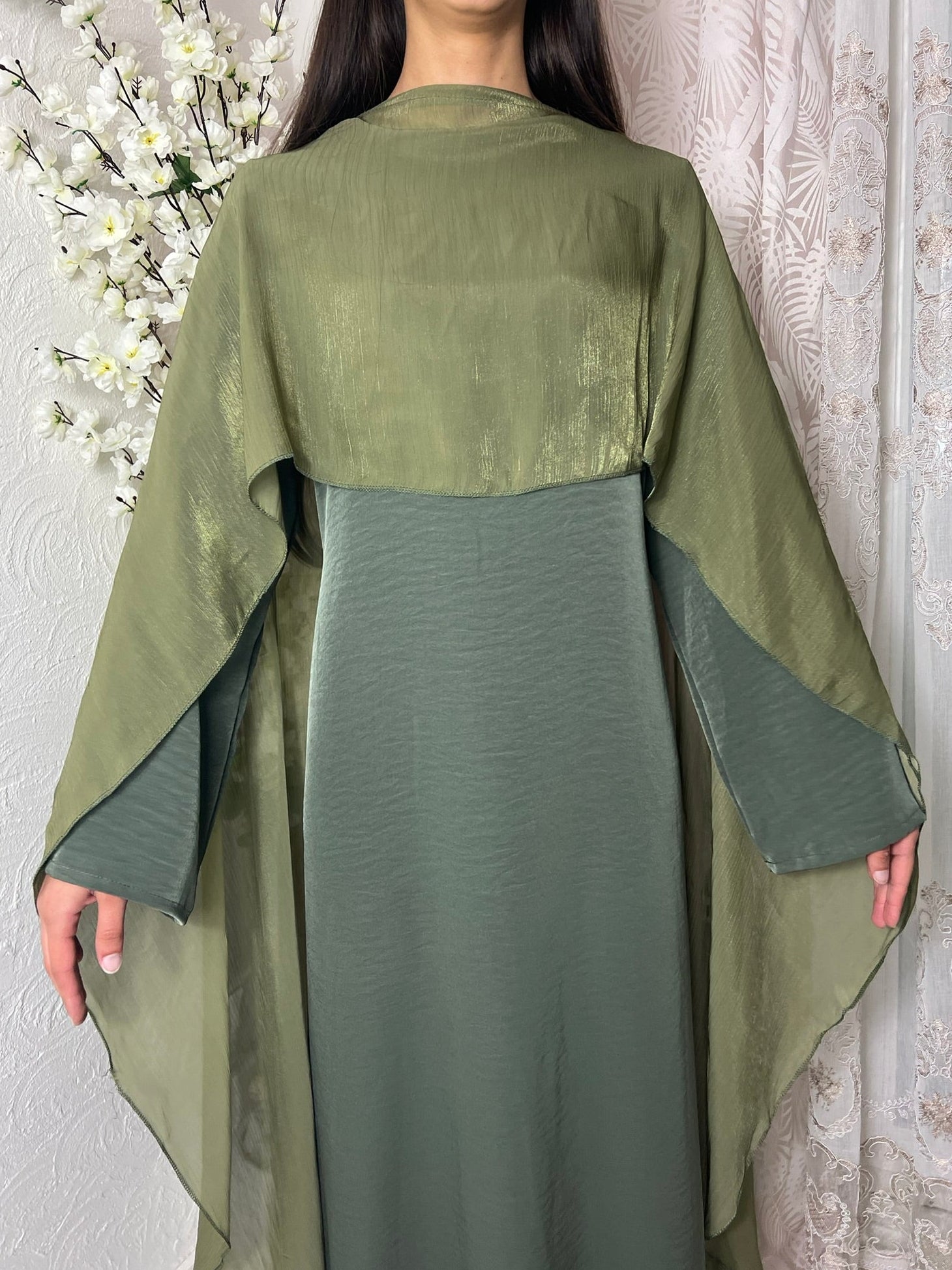 Robe longue à voilages