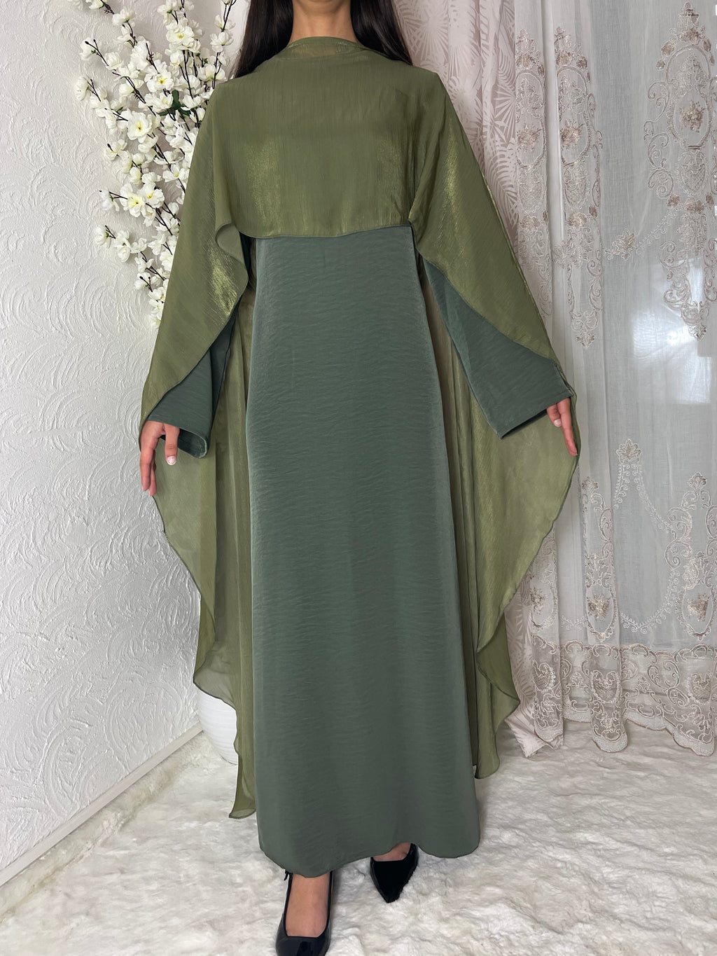 Robe longue à voilages