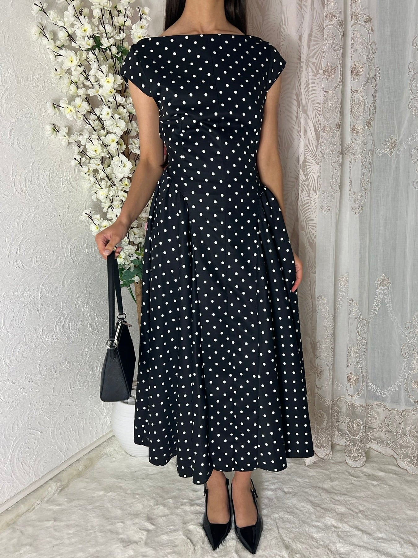 Robe longue à pois