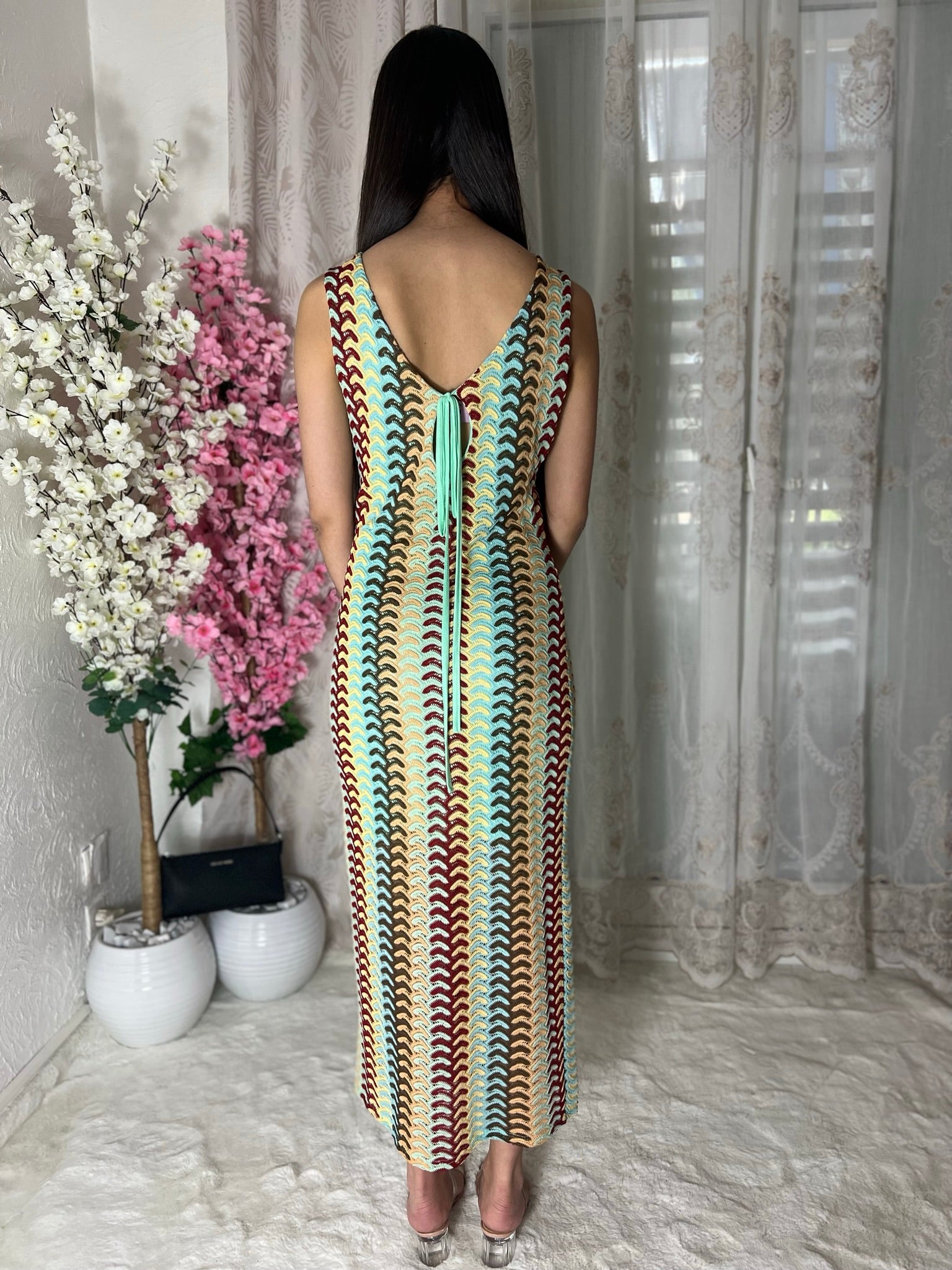 Robe longue en mailles