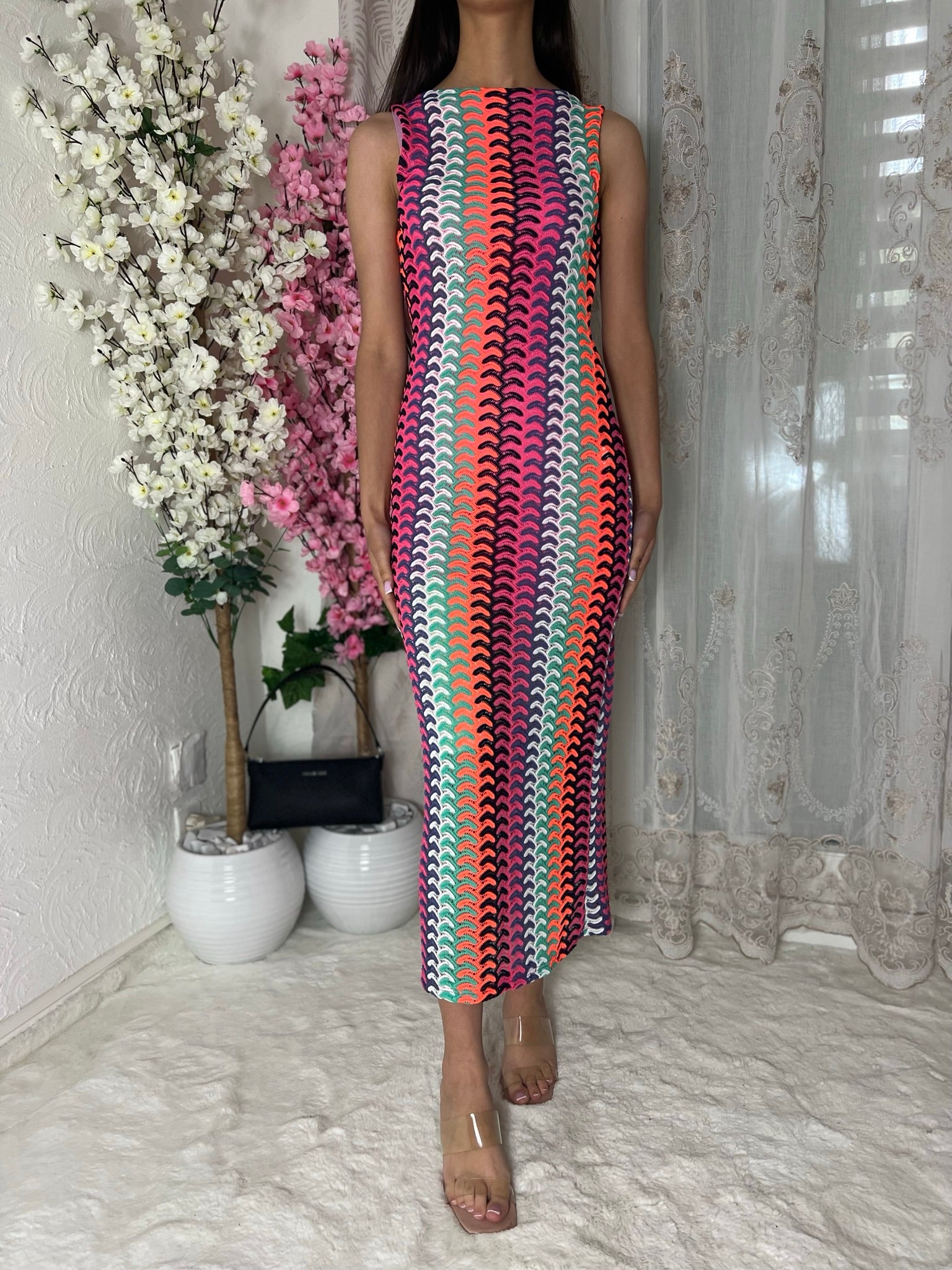 Robe longue en mailles