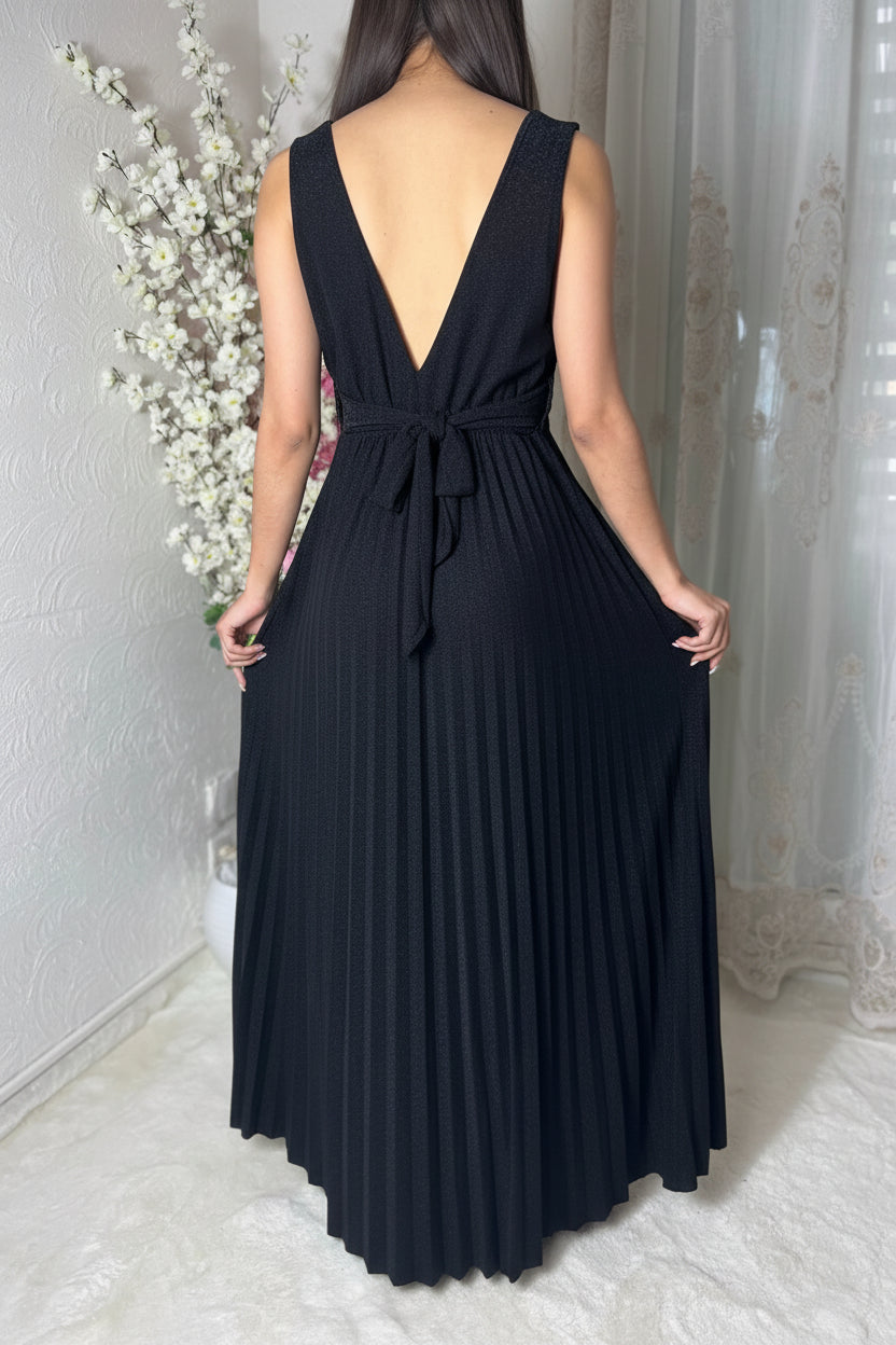 Robe longue pailletée plissée