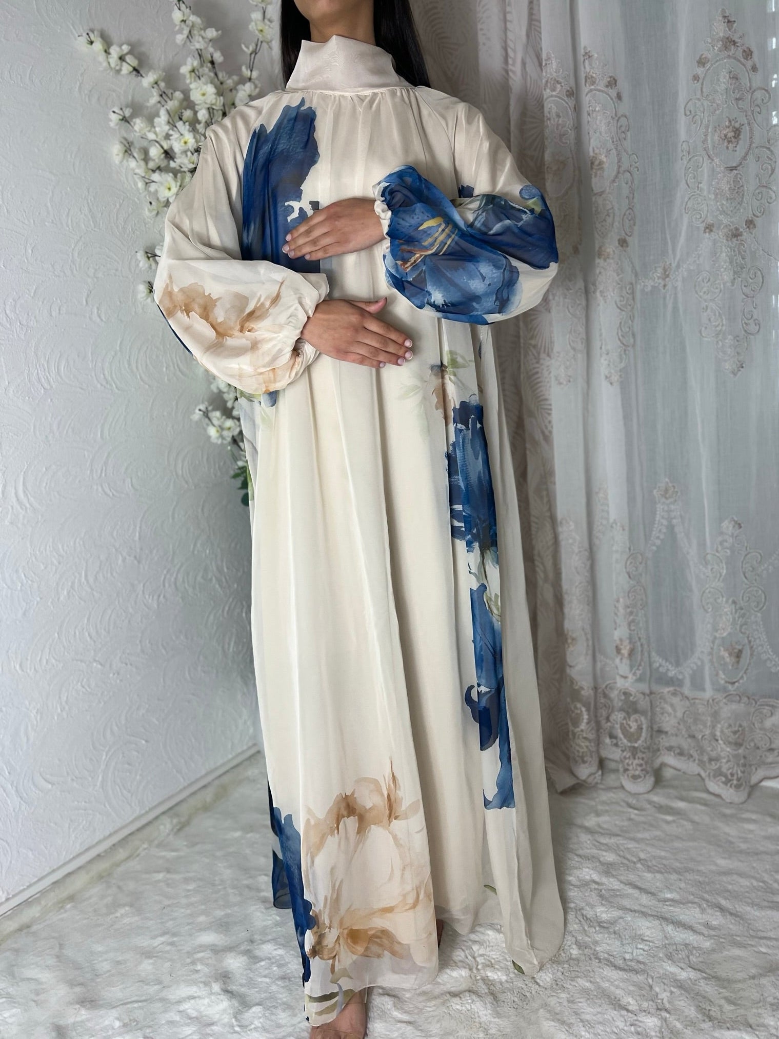 Robe longue doublée fleurie