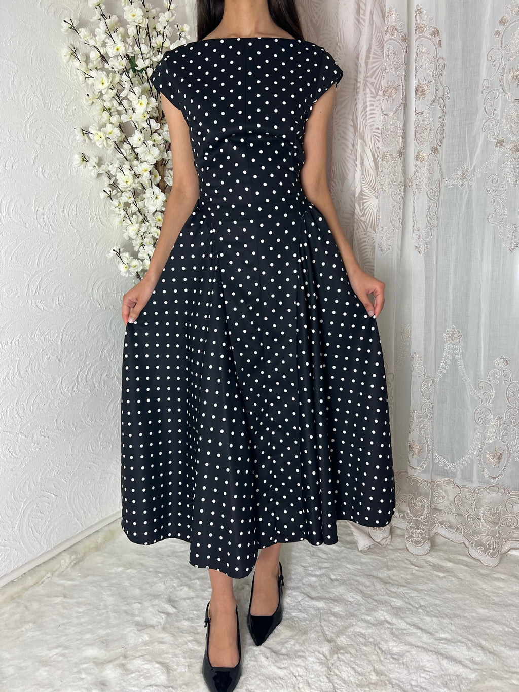Robe longue à pois