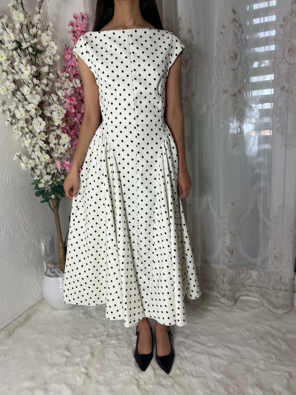 Robe longue à pois