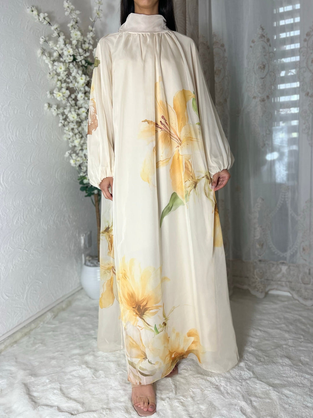 Robe longue doublée fleurie
