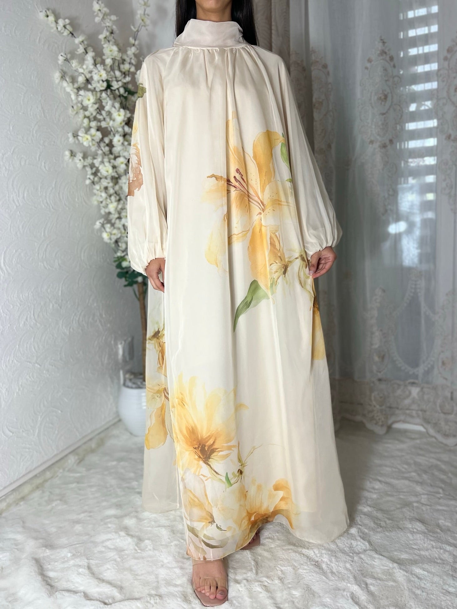 Robe longue doublée fleurie