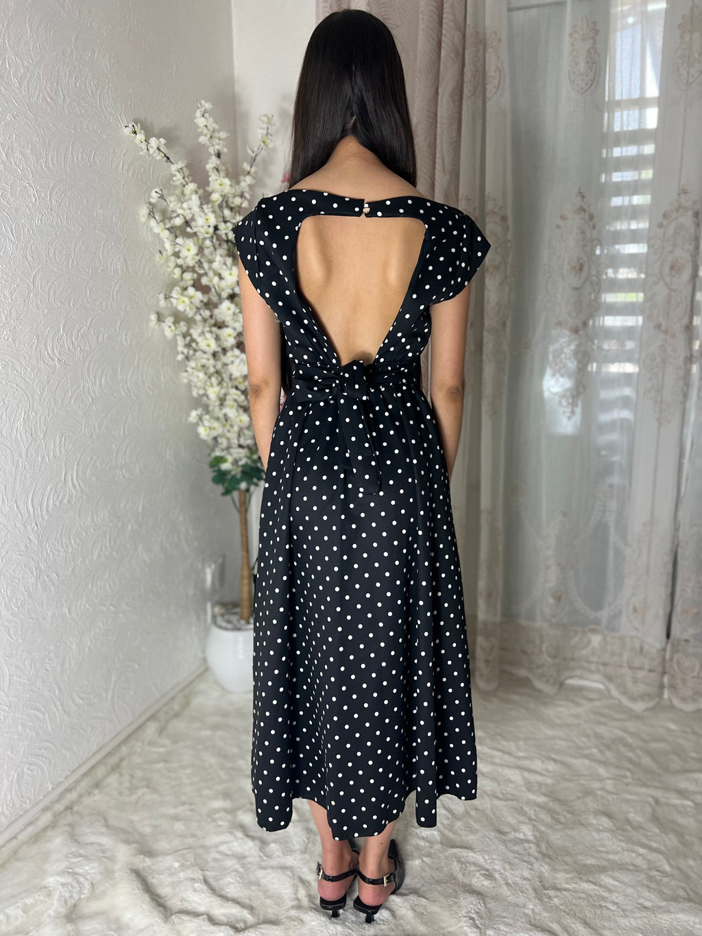 Robe longue à pois