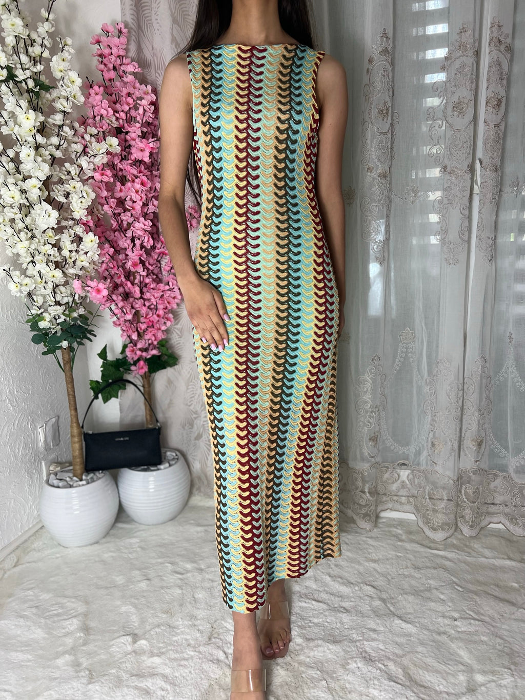 Robe longue en mailles