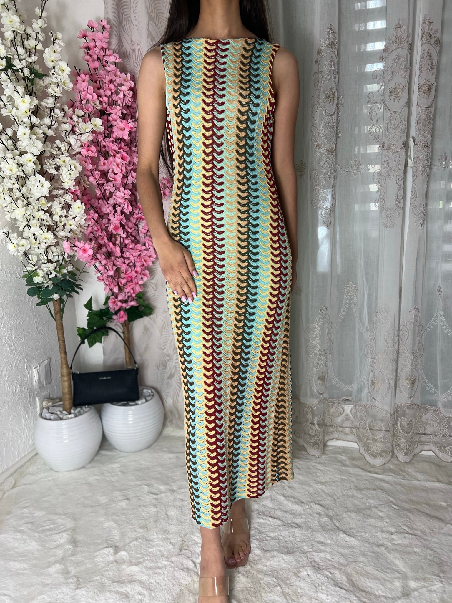 Robe longue en mailles