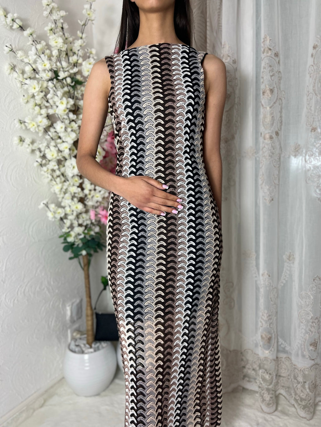 Robe longue en mailles