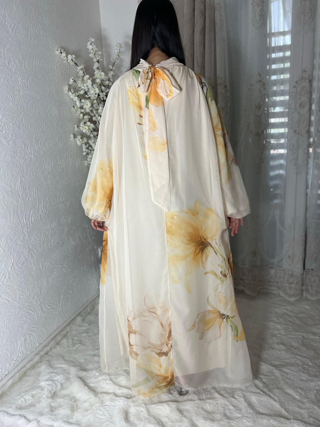 Robe longue doublée fleurie