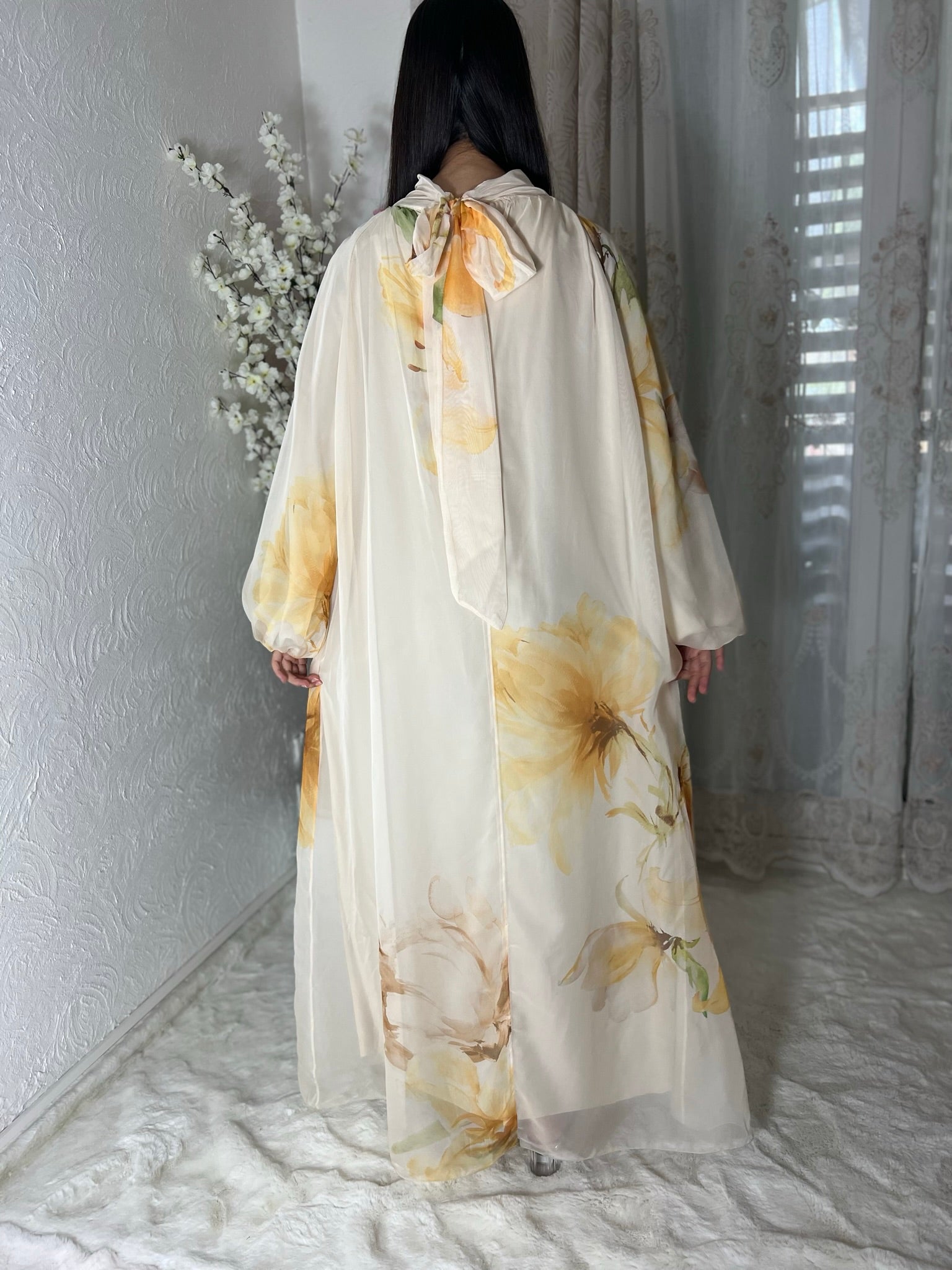 Robe longue doublée fleurie