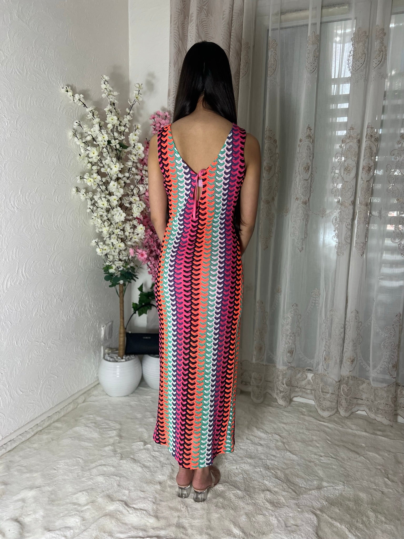 Robe longue en mailles