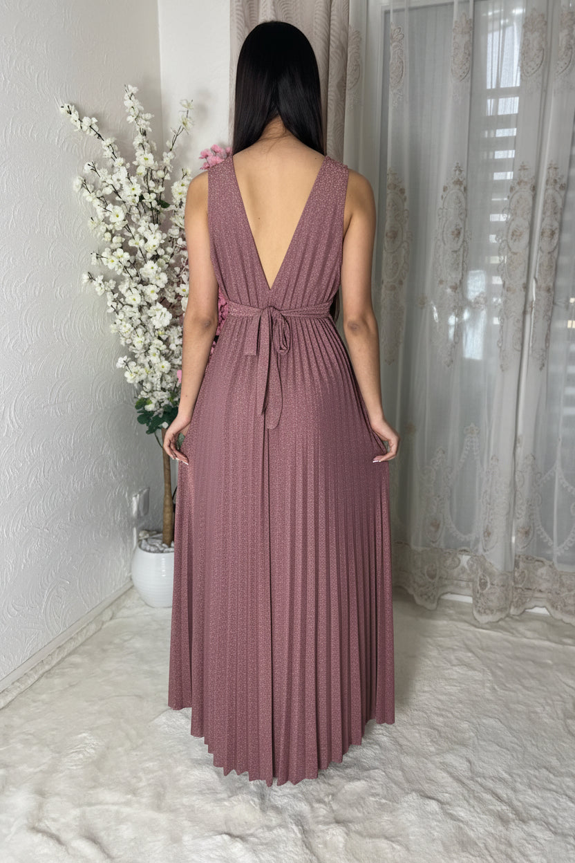 Robe longue pailletée plissée