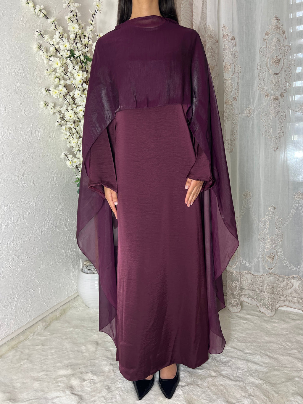 Robe longue à voilages