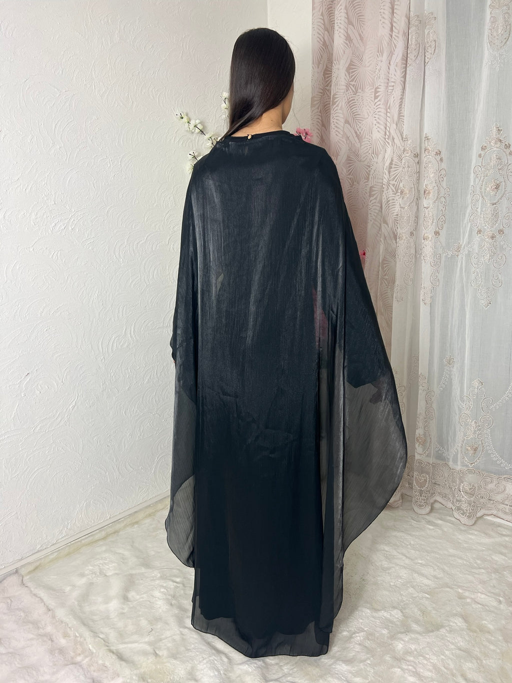 Robe longue à voilages