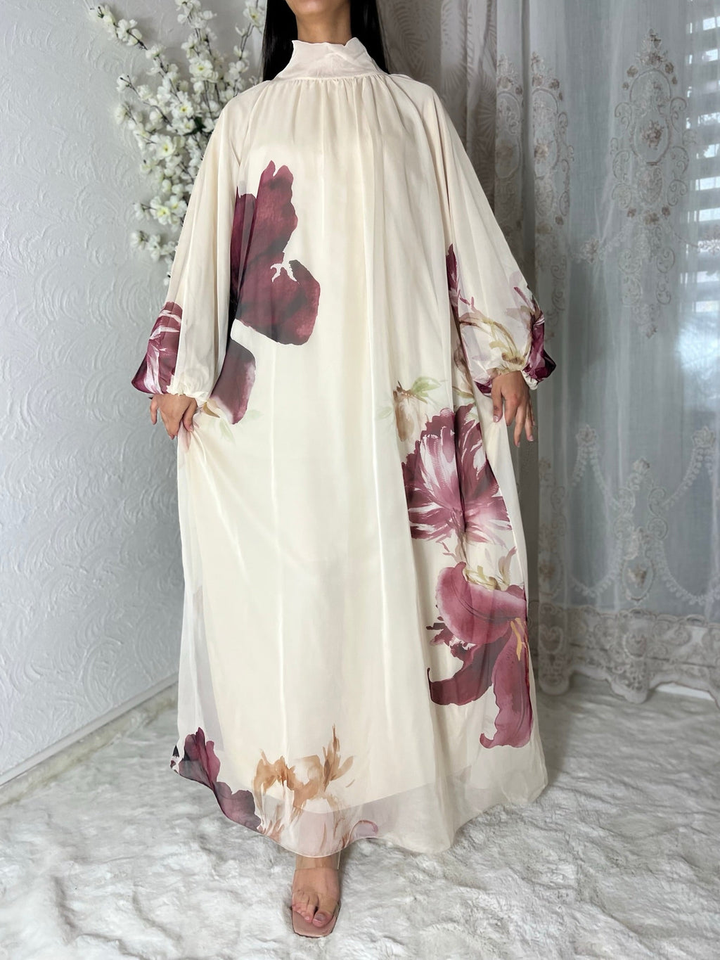 Robe longue doublée fleurie