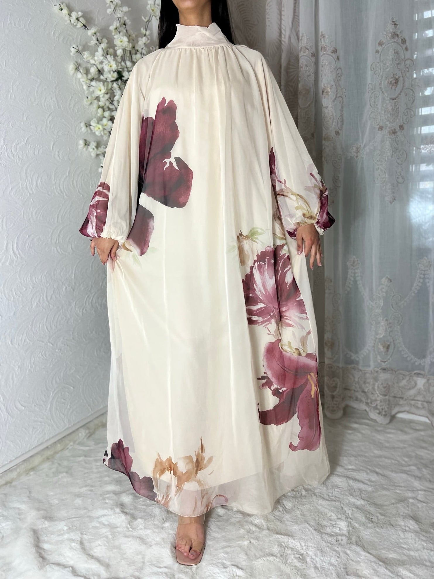 Robe longue doublée fleurie